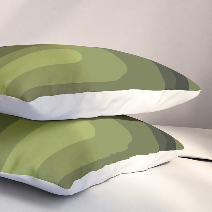 Mid Century Modern Long Rectangles Dark Olive Green Pillow Sham Gallery Image 3