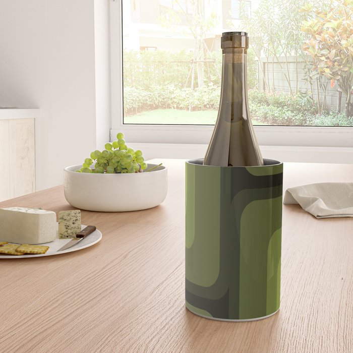 Mid Century Modern Long Rectangles Dark Olive Green Wine Chiller Gallery Image 4