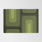 Mid Century Modern Long Rectangles Dark Olive Green Rug Gallery Image 2