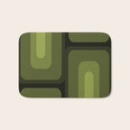 Mid Century Modern Long Rectangles Dark Olive Green Bath Mat Gallery Image 1