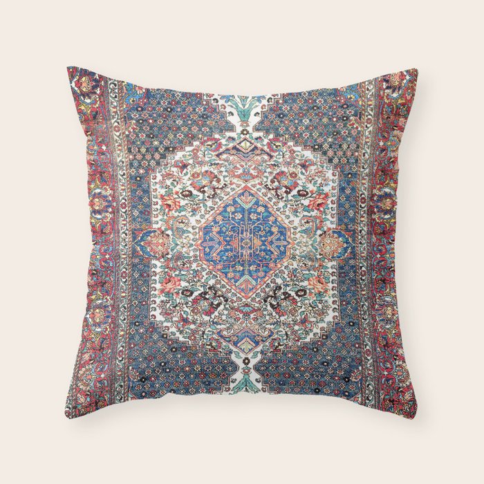 Bakhtiari Central Persian Rug Print Throw Pillow Gallery Image 6
