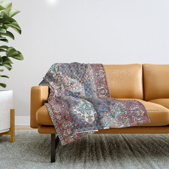 Bakhtiari Central Persian Rug Print Throw Blanket Gallery Image 1
