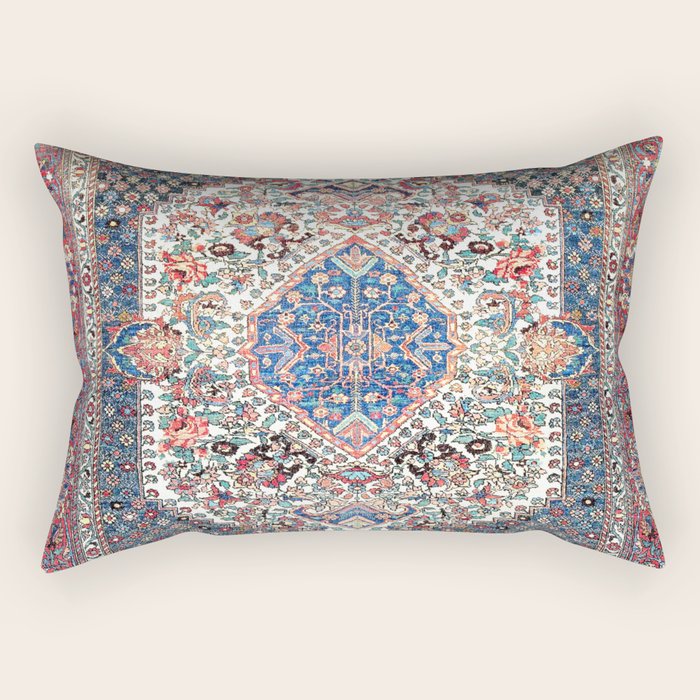 Bakhtiari Central Persian Rug Print Rectangular Pillow Gallery Image 2