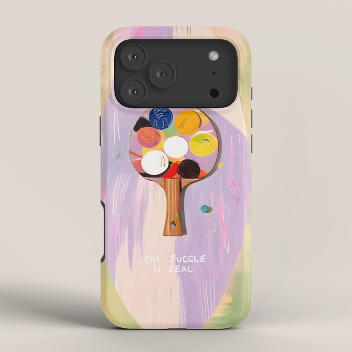 The Juggle Is Real. Ping-Pong Table Tennis Hustle, Sports Active Painting, Eclectic Bohemian Contemporary Motivation, Boss Mindset Work For Yourself Independence Illustration iPhone Case Gallery Image 4