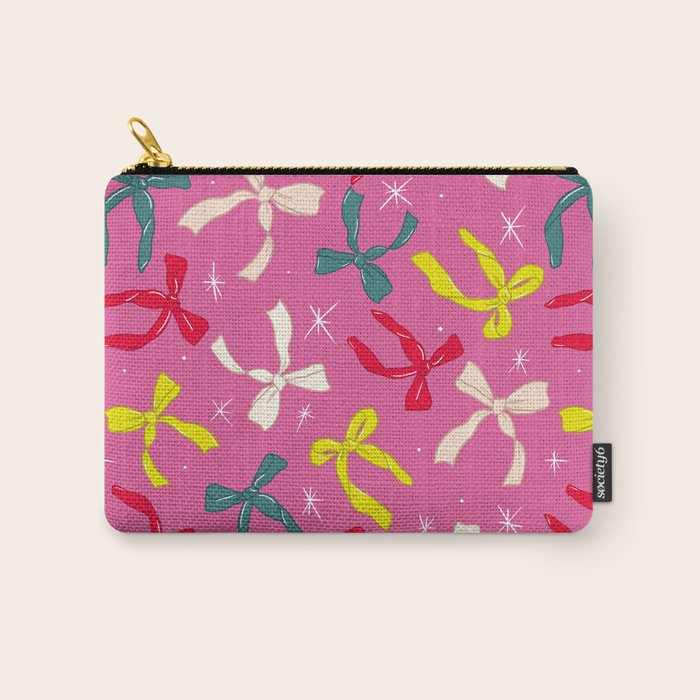 Festive Bows on Pink Background Carry All Pouch Gallery Image 1