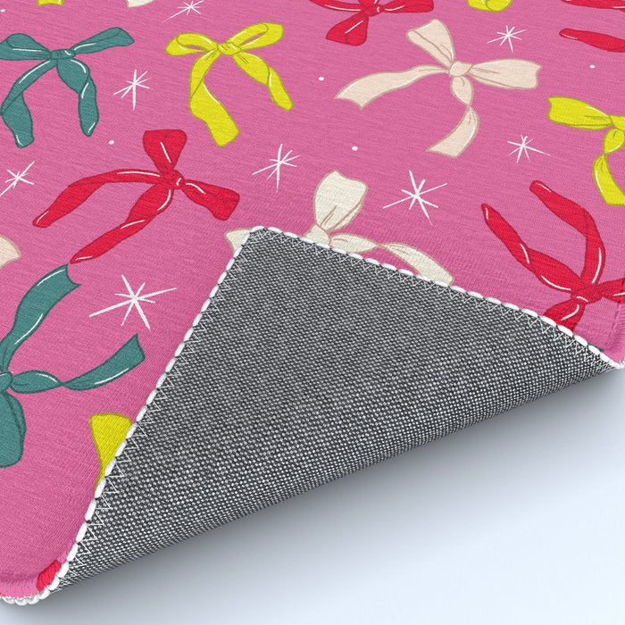 Festive Bows on Pink Background Rug Gallery Image 4