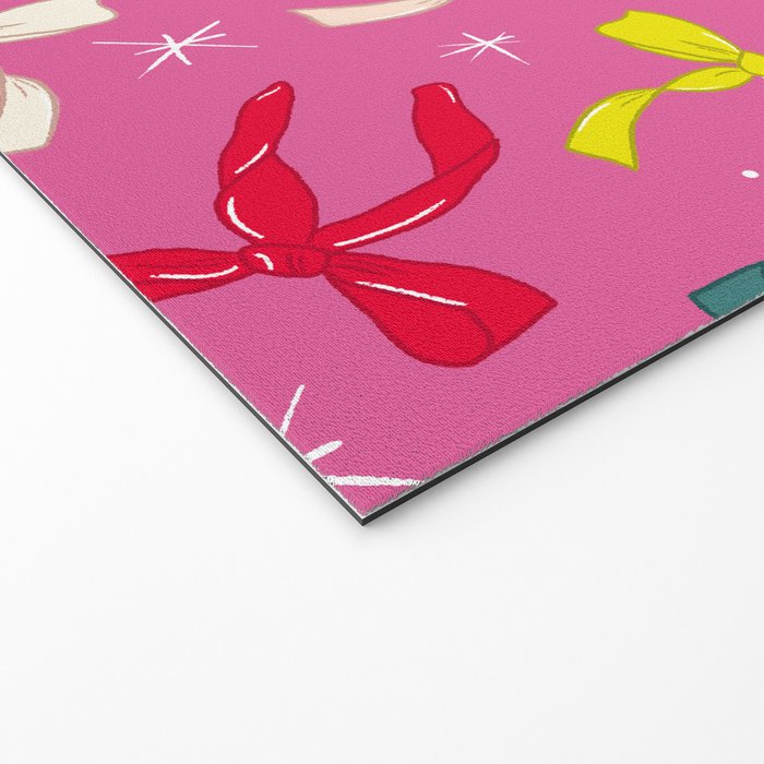 Festive Bows on Pink Background Welcome Mat Gallery Image 2
