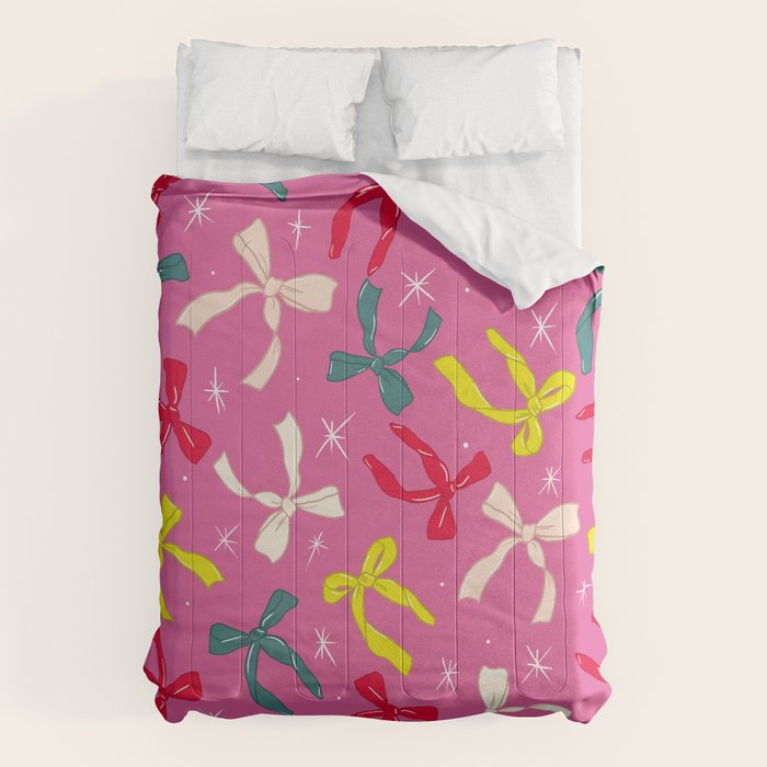 Festive Bows on Pink Background Comforter Gallery Image 1