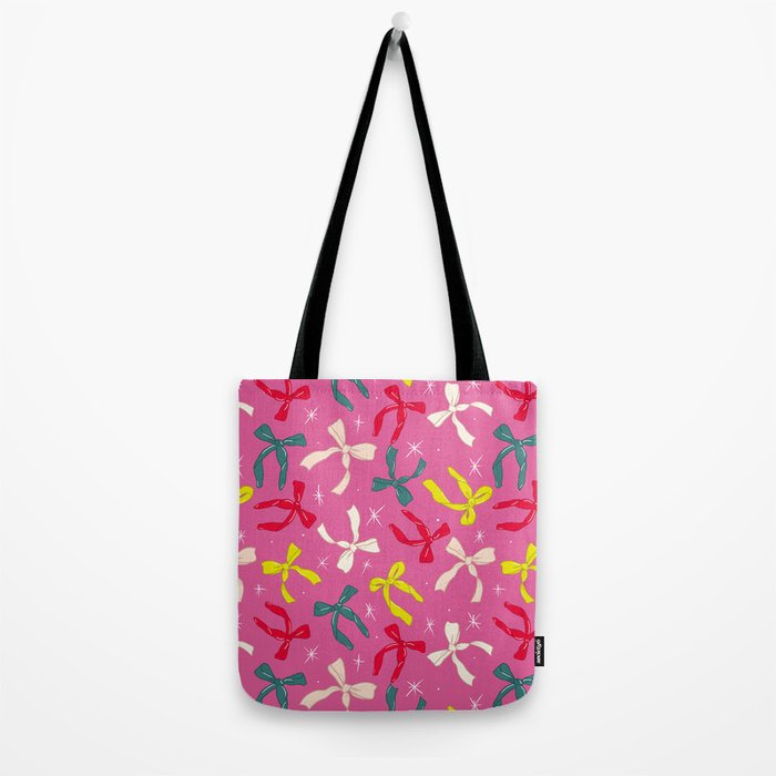 Festive Bows on Pink Background Tote Bag Gallery Image 2