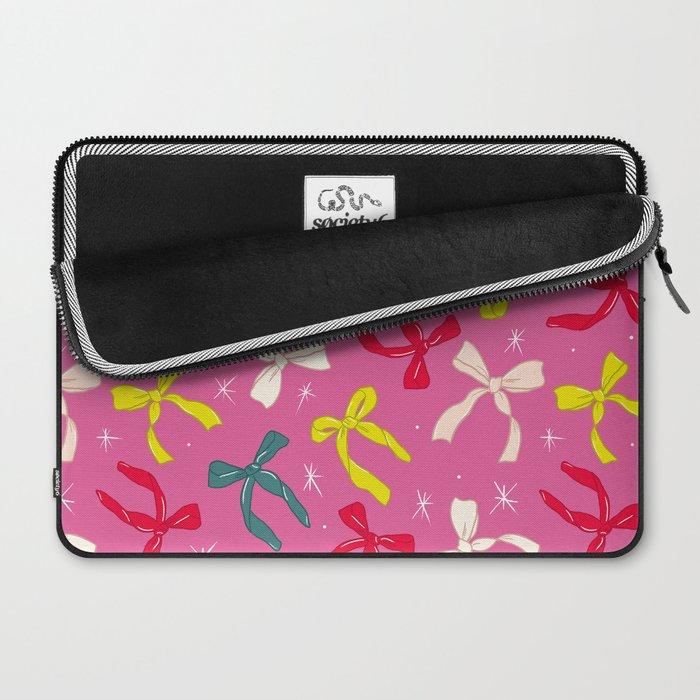 Festive Bows on Pink Background Laptop Sleeve Gallery Image 2
