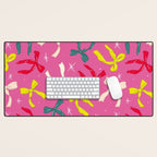 Festive Bows on Pink Background Desk Mat Gallery Image 1