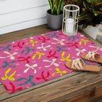 Festive Bows on Pink Background Outdoor Rug Gallery Image 2