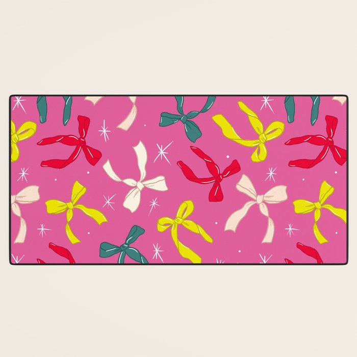 Festive Bows on Pink Background Desk Mat Gallery Image 3