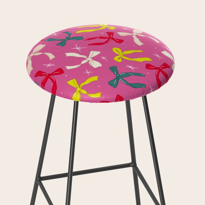 Festive Bows on Pink Background Stool Gallery Image 2