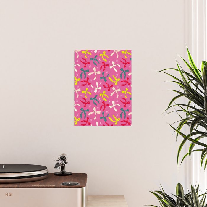 Festive Bows on Pink Background Poster Gallery Image 2