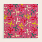 Festive Bows on Pink Background Wood Wall Art Gallery Image 1