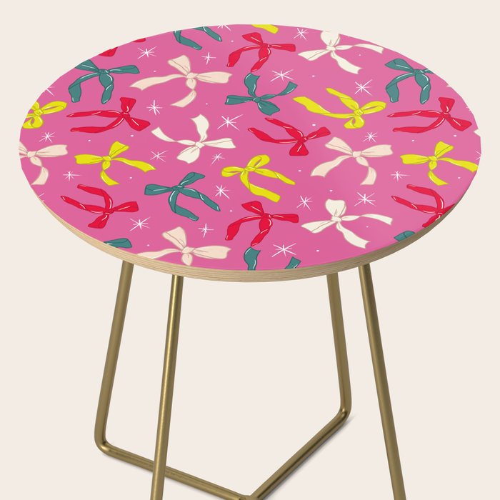 Festive Bows on Pink Background Side Table Gallery Image 2