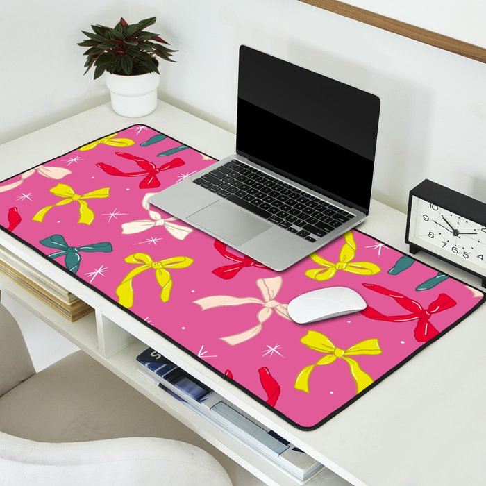 Festive Bows on Pink Background Desk Mat Gallery Image 2