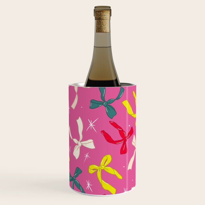 Festive Bows on Pink Background Wine Chiller Gallery Image 1