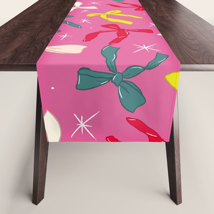 Festive Bows on Pink Background Table Runner Gallery Image 1