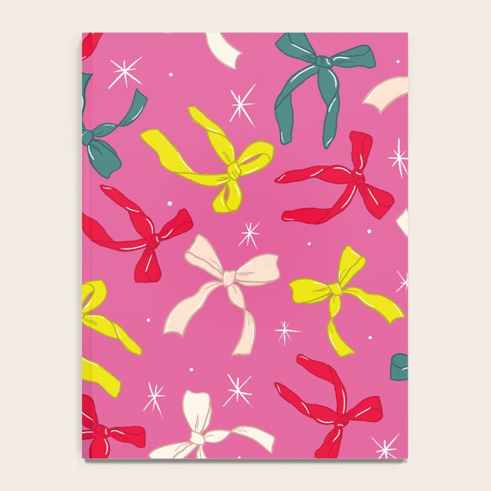 Festive Bows on Pink Background Notebook Gallery Image 4