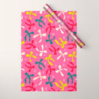 Festive Bows on Pink Background Wrapping Paper Gallery Image 1