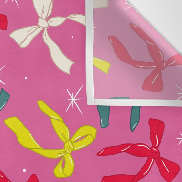 Festive Bows on Pink Background Wall Tapestry Gallery Image 3