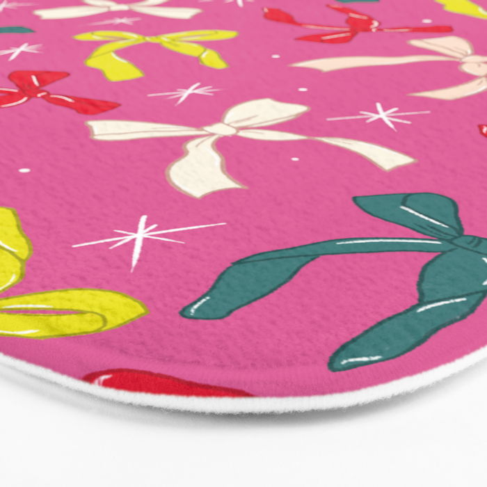 Festive Bows on Pink Background Bath Mat Gallery Image 3