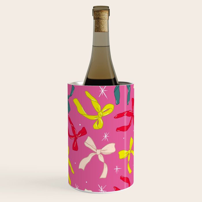 Festive Bows on Pink Background Wine Chiller Gallery Image 3