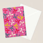 Festive Bows on Pink Background Stationery Card Gallery Image 2
