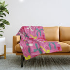 Festive Bows on Pink Background Throw Blanket Gallery Image 1
