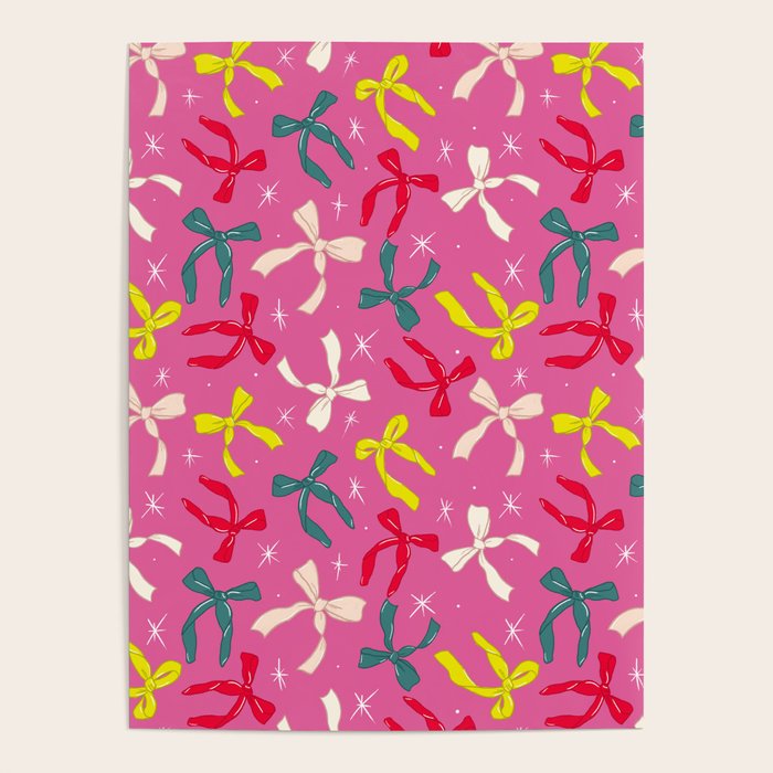 Festive Bows on Pink Background Poster Gallery Image 4