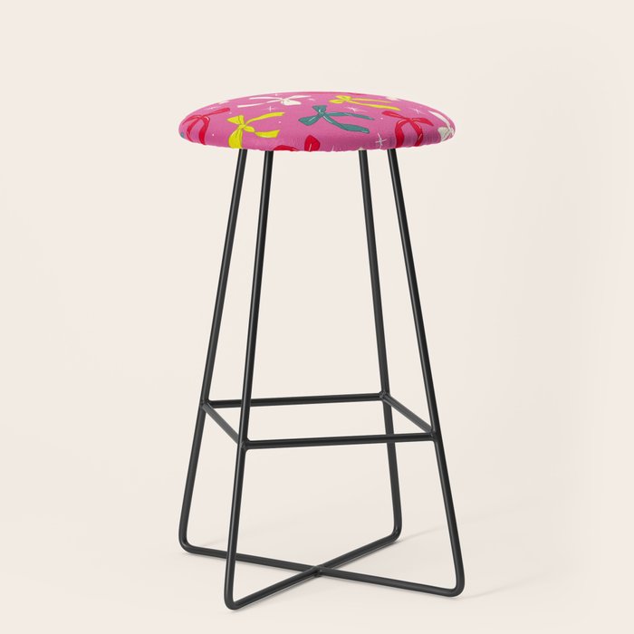 Festive Bows on Pink Background Stool Gallery Image 1