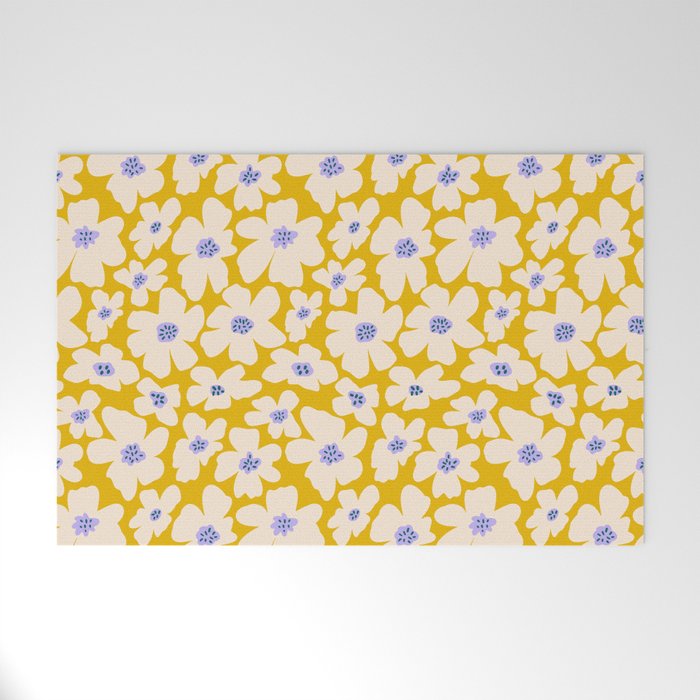 Retro Daisy - yellow, white and purple  Welcome Mat Gallery Image 1