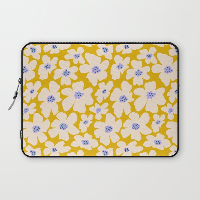 Retro Daisy - yellow, white and purple  Laptop Sleeve Gallery Image 1