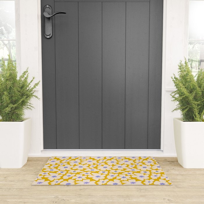 Retro Daisy - yellow, white and purple  Welcome Mat Gallery Image 3