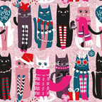 Feline Christmas vibes // pastel pink background green fuchsia pink white and black kittens Coffee Mug Gallery Image 2