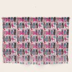Feline Christmas vibes // pastel pink background green fuchsia pink white and black kittens Wall Hanging Gallery Image 1