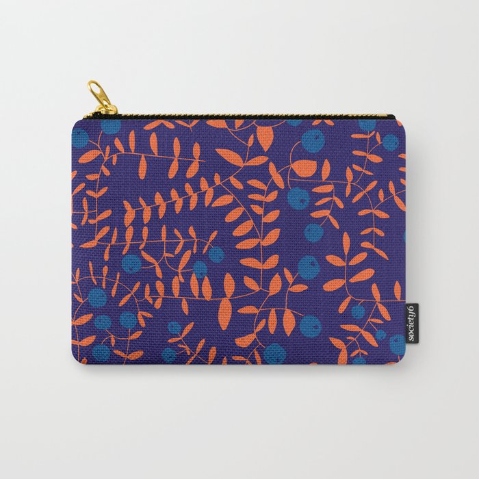 Block print berries blue Carry All Pouch Gallery Image 1