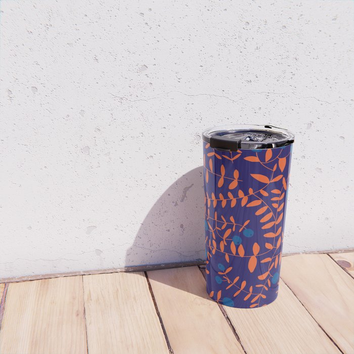 Block print berries blue Travel Mug Gallery Image 4