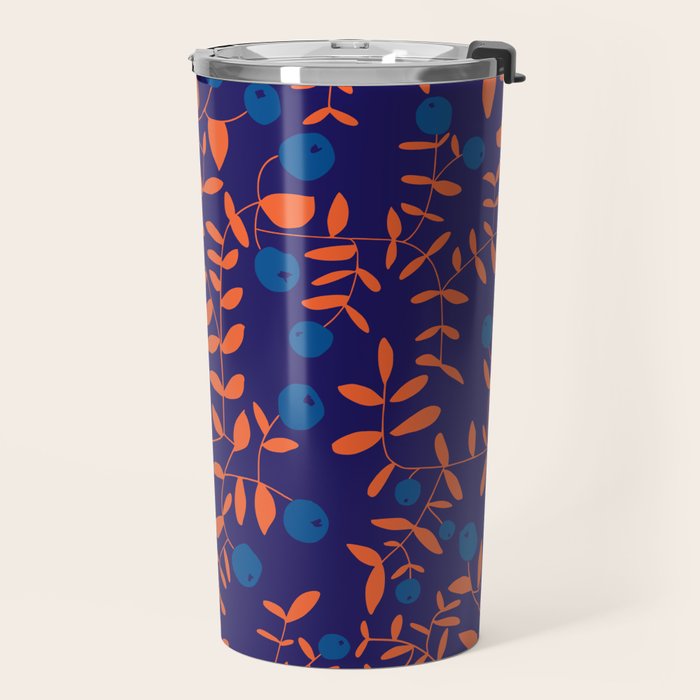 Block print berries blue Travel Mug Gallery Image 2