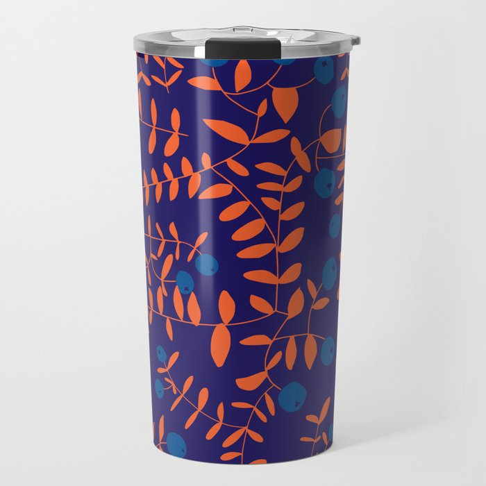 Block print berries blue Travel Mug Gallery Image 1