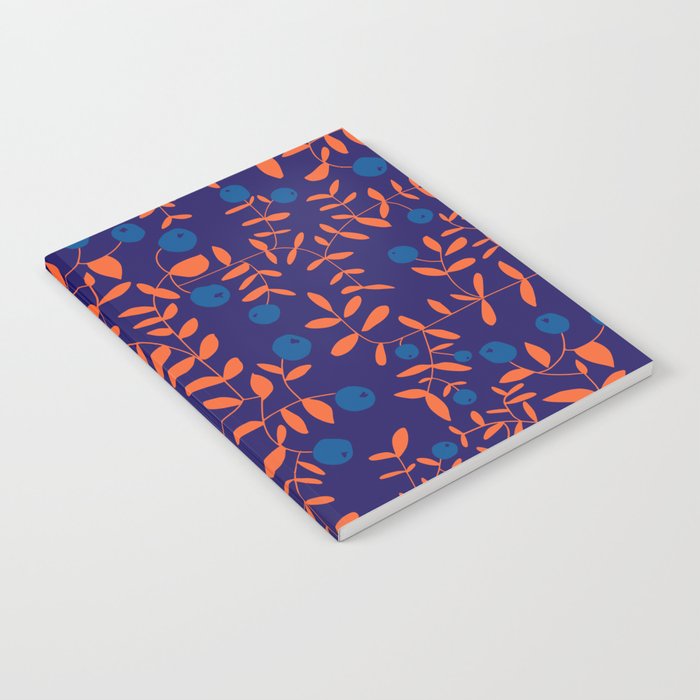 Block print berries blue Notebook Gallery Image 2