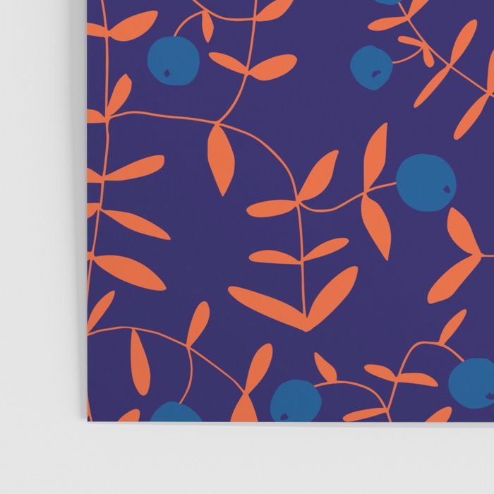 Block print berries blue Poster Gallery Image 3