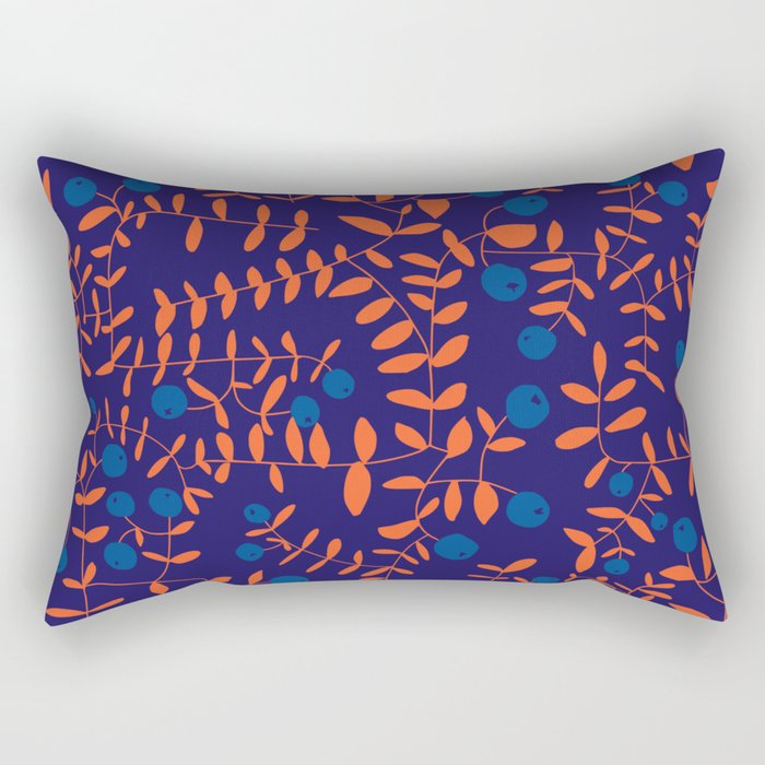 Block print berries blue Rectangular Pillow Gallery Image 1