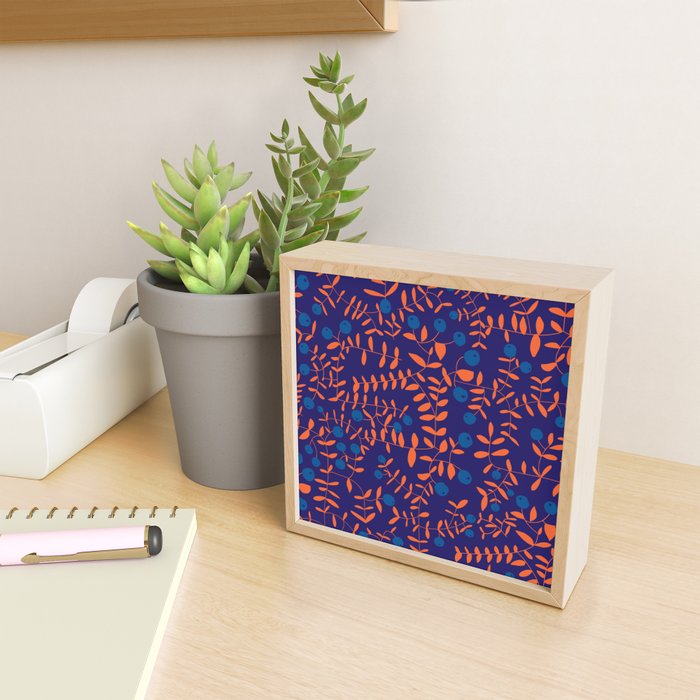 Block print berries blue Mini Art Print Gallery Image 2