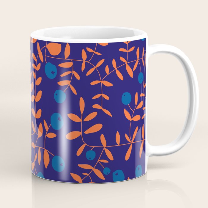 Block print berries blue Coffee Mug Gallery Image 1