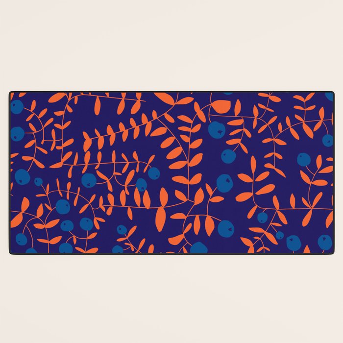 Block print berries blue Desk Mat Gallery Image 3