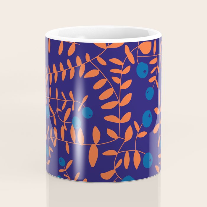 Block print berries blue Coffee Mug Gallery Image 4