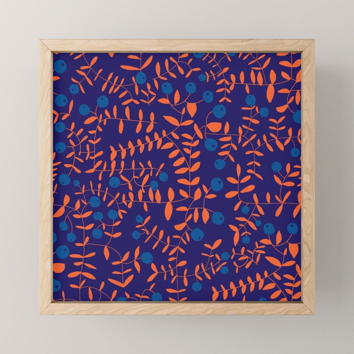 Block print berries blue Mini Art Print Gallery Image 1
